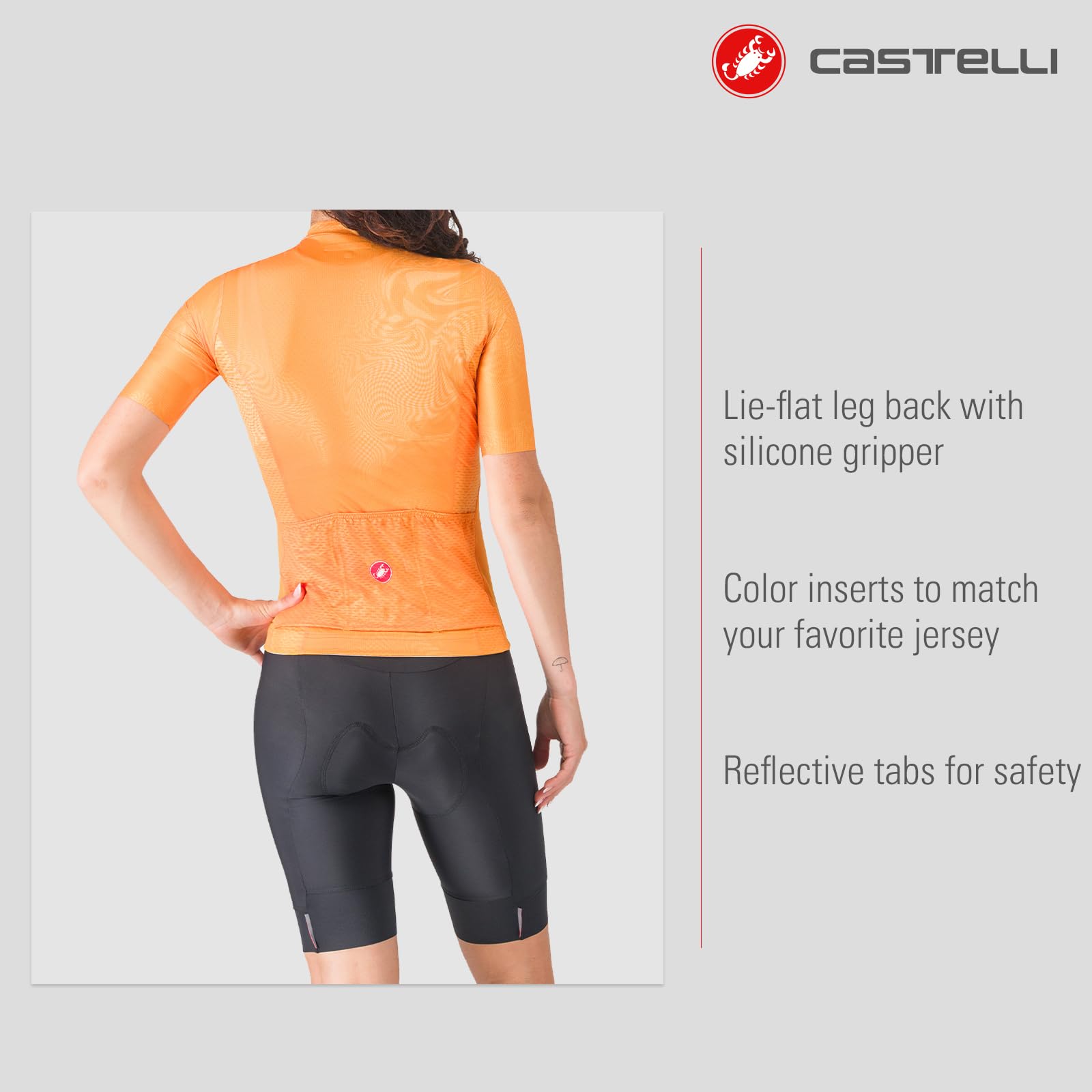 Castelli Prima 2 - Pantaloncini da donna per ciclismo su strada e gravel, con imbottitura e linguette riflettenti ad alta visibilità