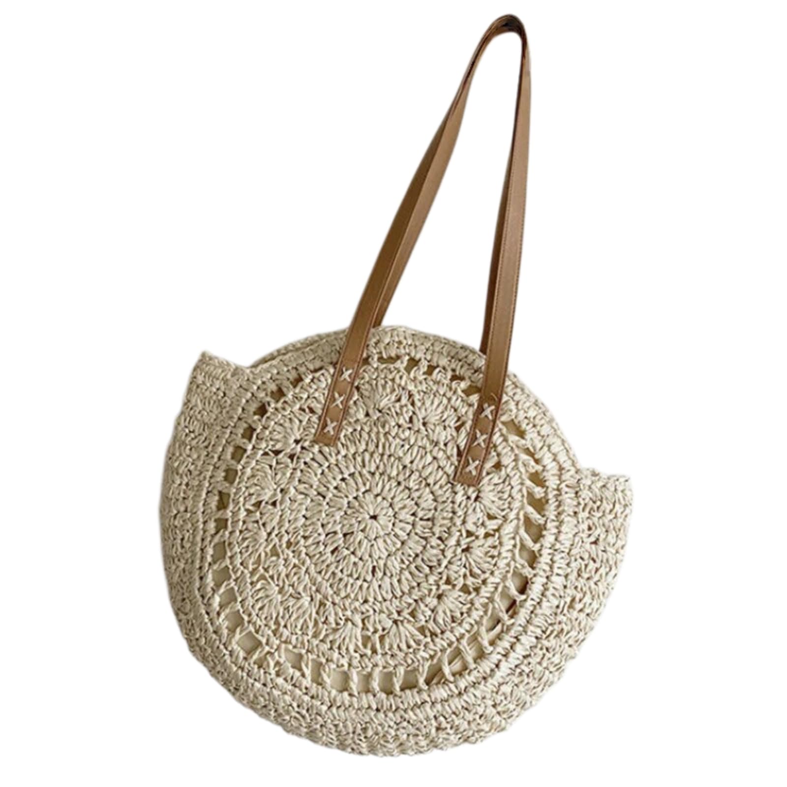 EBZFASO Straw Women's Round Shoulder Tote