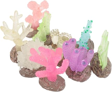 9pcs Glowing Coral Reef Ornaments for Fish Tank Decoration Safe Aquarium Decor Vibrant Artificial Coral for Underwater Landscape for Betta Fish Tanks