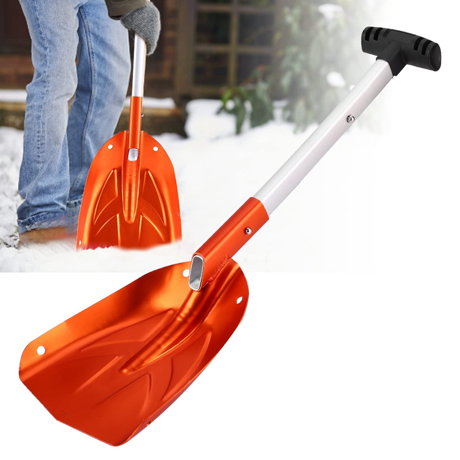 Ejoyous Pala da Neve, Leggera in Lega di Alluminio, Raschietto per Ghiaccio, Spingineve Universale per Vialetto di Casa, Patio