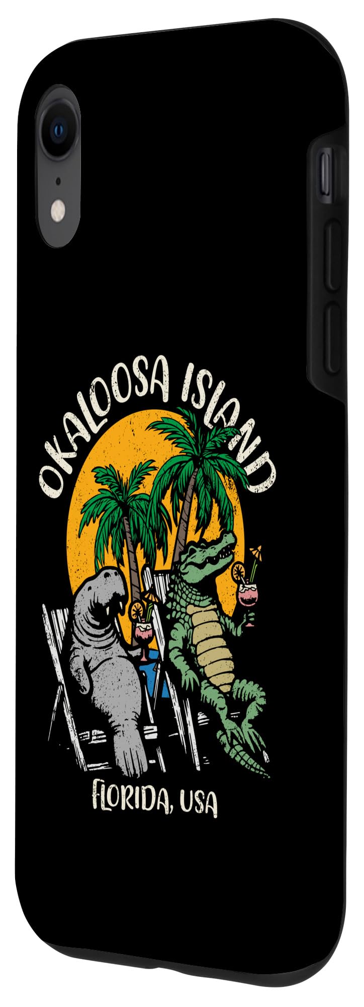 iPhone XR Okaloosa Island Florida USA Funny Manatee Alligator Design Case - Image 2