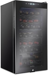 Ivation 28 Bottle Compressor Wine Cooler Refrigerator w/Lock | Large Freestanding Wine Cellar For Red, White, Champagne or...