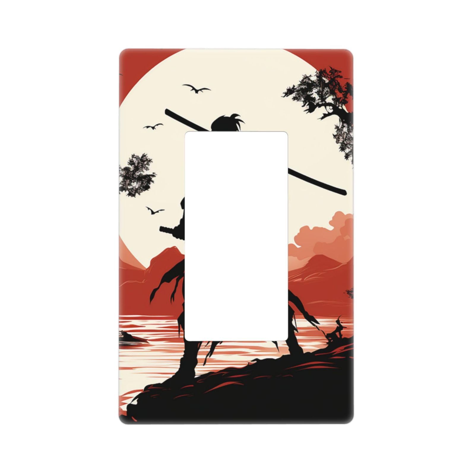 Decorator Wall Plate 1 Gang Light Switch Covers Decorator Receptacle Outlet Covers Samurai Wall Plates for Electrical Outlets Plug Cover Single Rocker Switch Plates