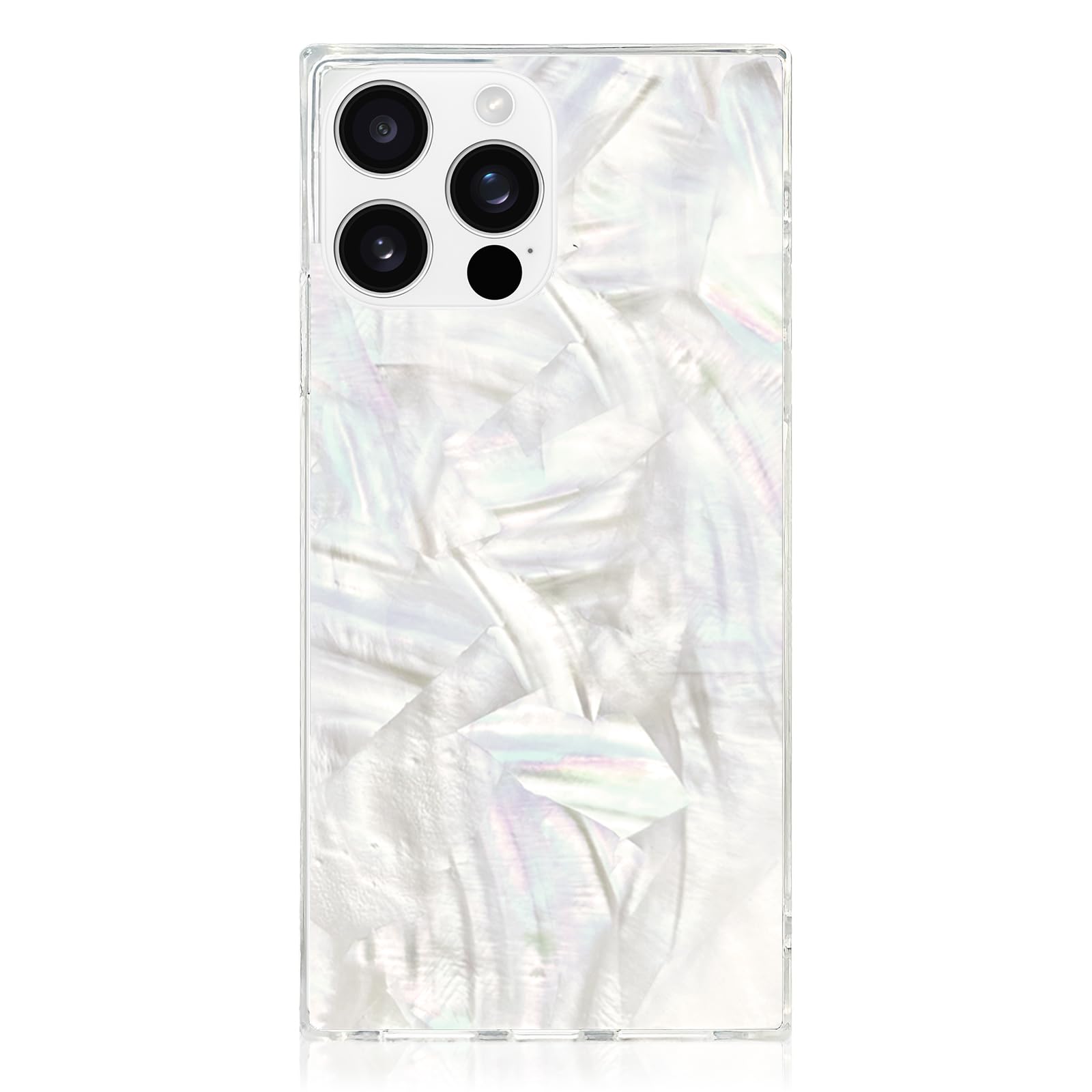 Coque iPhone 16 Pro en nacre blanche Flaunt design géométrique chic - 8