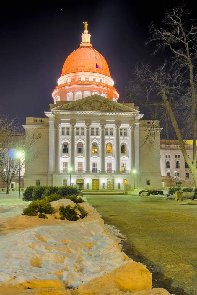 Capitol, Madison, Wisconsin Lit Up For Breast Cancer Awareness 2 Photograph