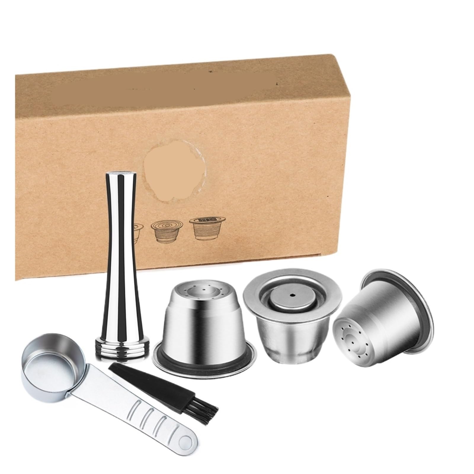Filtros De Cápsulas De Café Reutilizables For Máquina, Cápsulas De Acero Inoxidable Con Cuchara, Compatibles Con Café Nespresso,Inissia Y Pixie(3cap1t)