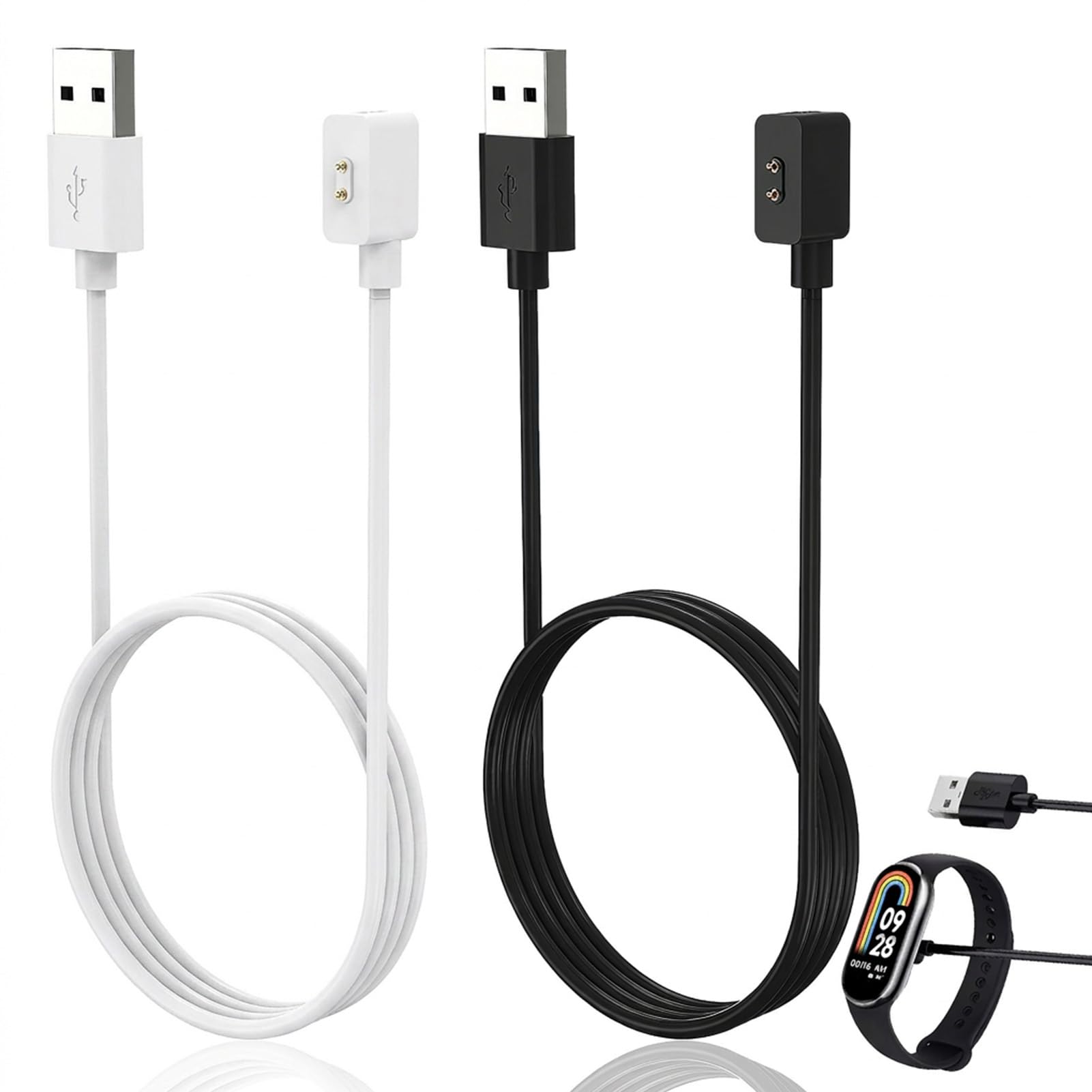 2 kable do ładowarki zegarka do zegarka Redmi Watch 5/5 Active/5 Lite/4/3 Active/3 Lite, 1 m kabel USB do ładowania kompatybilny z Xiaomi Smart Band 9/9 pro/8/8 Pro, USB 5 V 1A, szybkie ładowanie