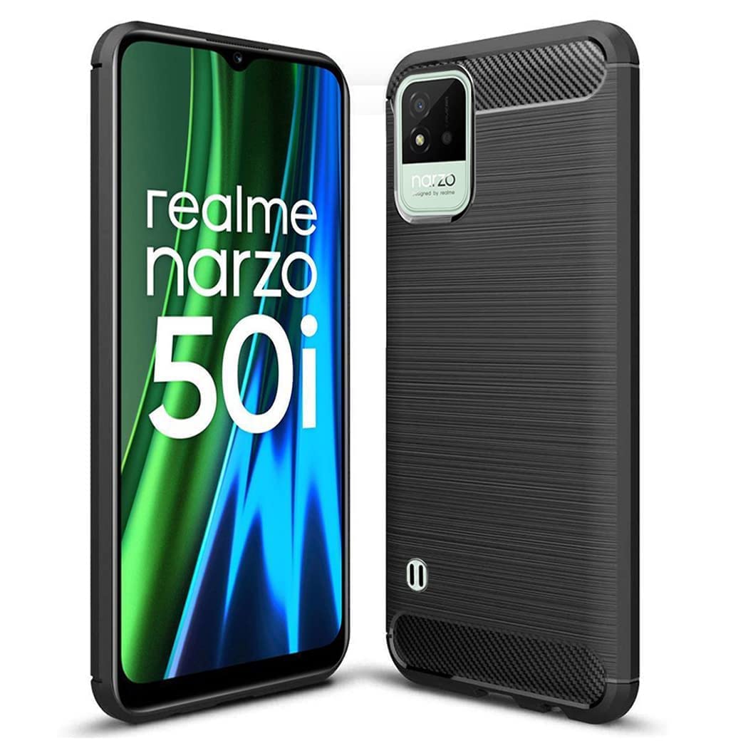 Dashmesh Shopping Shockproof Back Case Cover for Realme Narzo 50i (Carbon Fiber Brushed | Rubber | Black) (B0BQ4QKS6K) Amazon Price History, Amazon Price Tracker