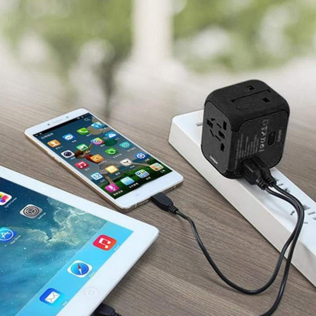 Adaptador de Corriente Internacional de Viajes, Adaptador de Viaje Universal, Adaptador con Doble USB Toma de Viaje Internacional