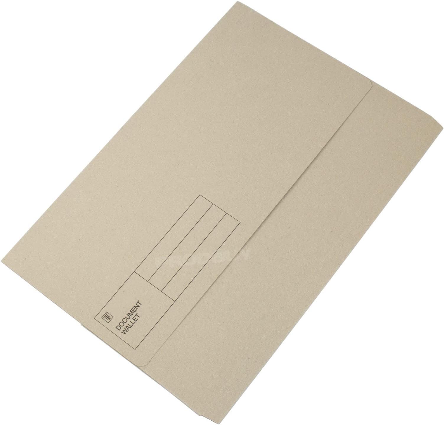 [Pack of 20] 285gsm Document Wallets Foolscap A4 Paper Storage Folders (Buff Brown)