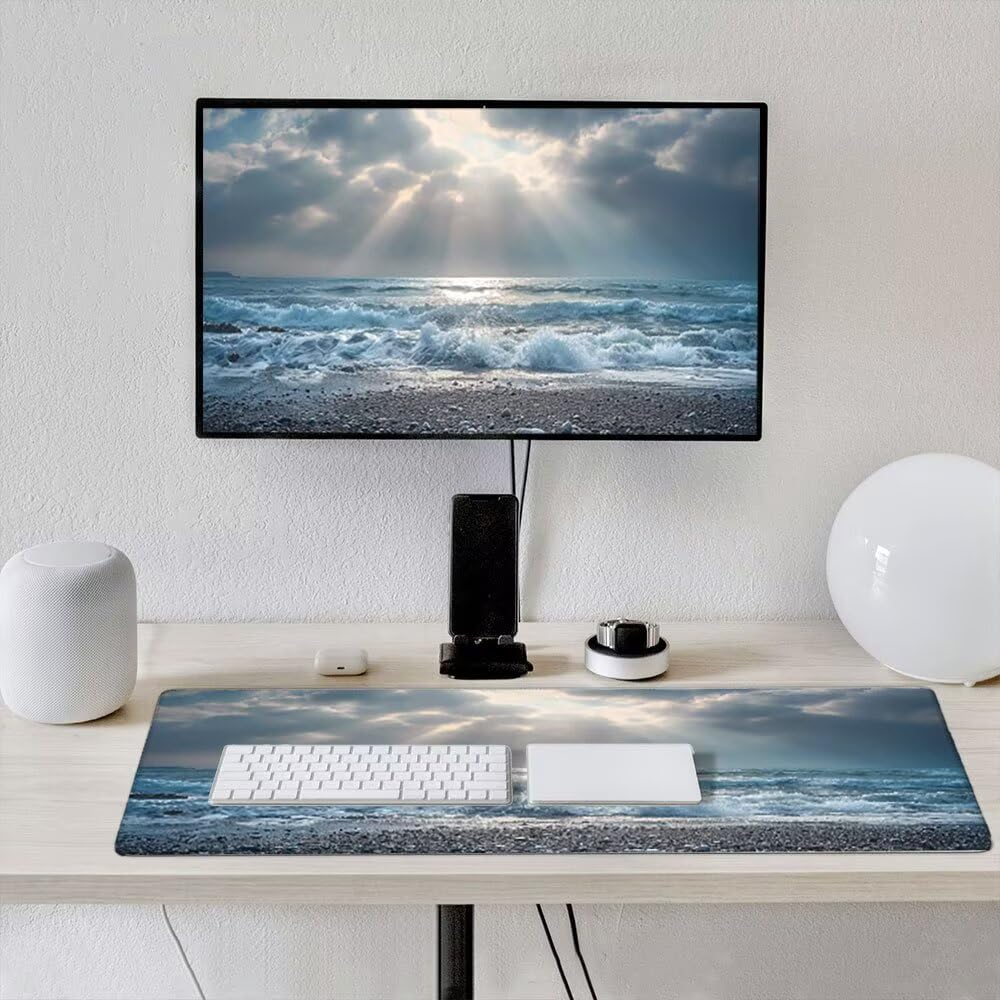 Duża podkładka pod mysz do gier XXL 1200 x 600 x 3 mm z zszytymi krawędziami, trwała antypoślizgowa podstawa z naturalnej gumy, zmywalna podkładka pod klawiaturę, nadaje się do gier, domu biura