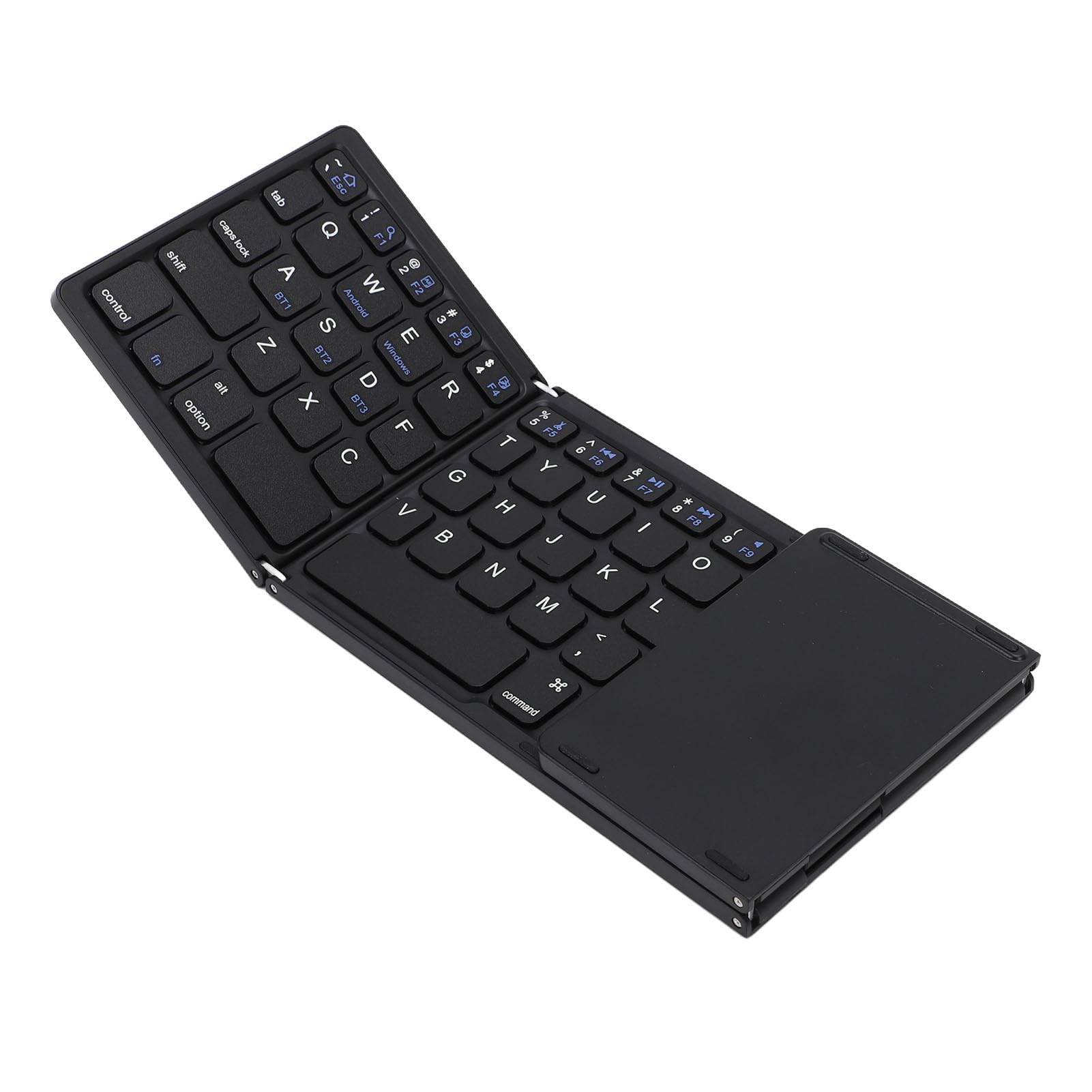 Jectse Tastiera Pieghevole, Tastiera Wireless Ricaricabile Bluetooth 5.1 a 3 con Ampio Touchpad e Scorciatoie Multimediali, per Smartphone Tablet Laptop (BLACK)