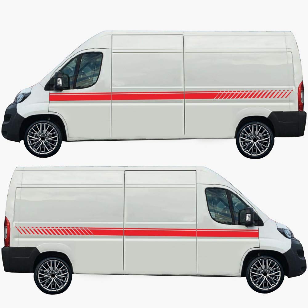Accessori Lanshui, 2 pezzi Caravan Camper Van Trailer Body Decor Vinile Pellicola Decalcomanie Racing Door Belt Line Side Stripes Adesivi decorativi(Rosso)