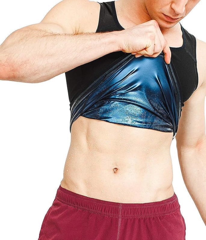 FITLIFT ALWAYS FITSweat Shapewear Vest Belt for Men, Polymer Shapewear, Workout for Weight Loss Waist Body Slimming, Trainer (Size_Small) Black