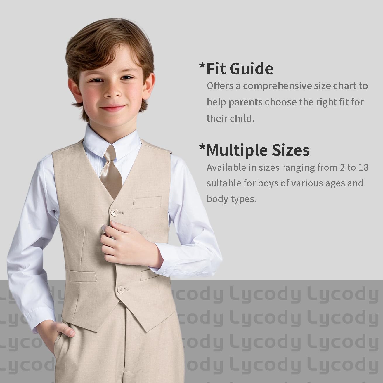 Boys Vest Set Formal Dress Suits Wedding Outfit Dresswear - Image 3