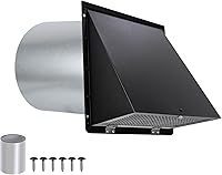 Vista 16 de Cubierta de ventilación de pared de 12 pulgadas, tapa de ventilación para secadora, ventilación de pared exterior con capucha con pantalla