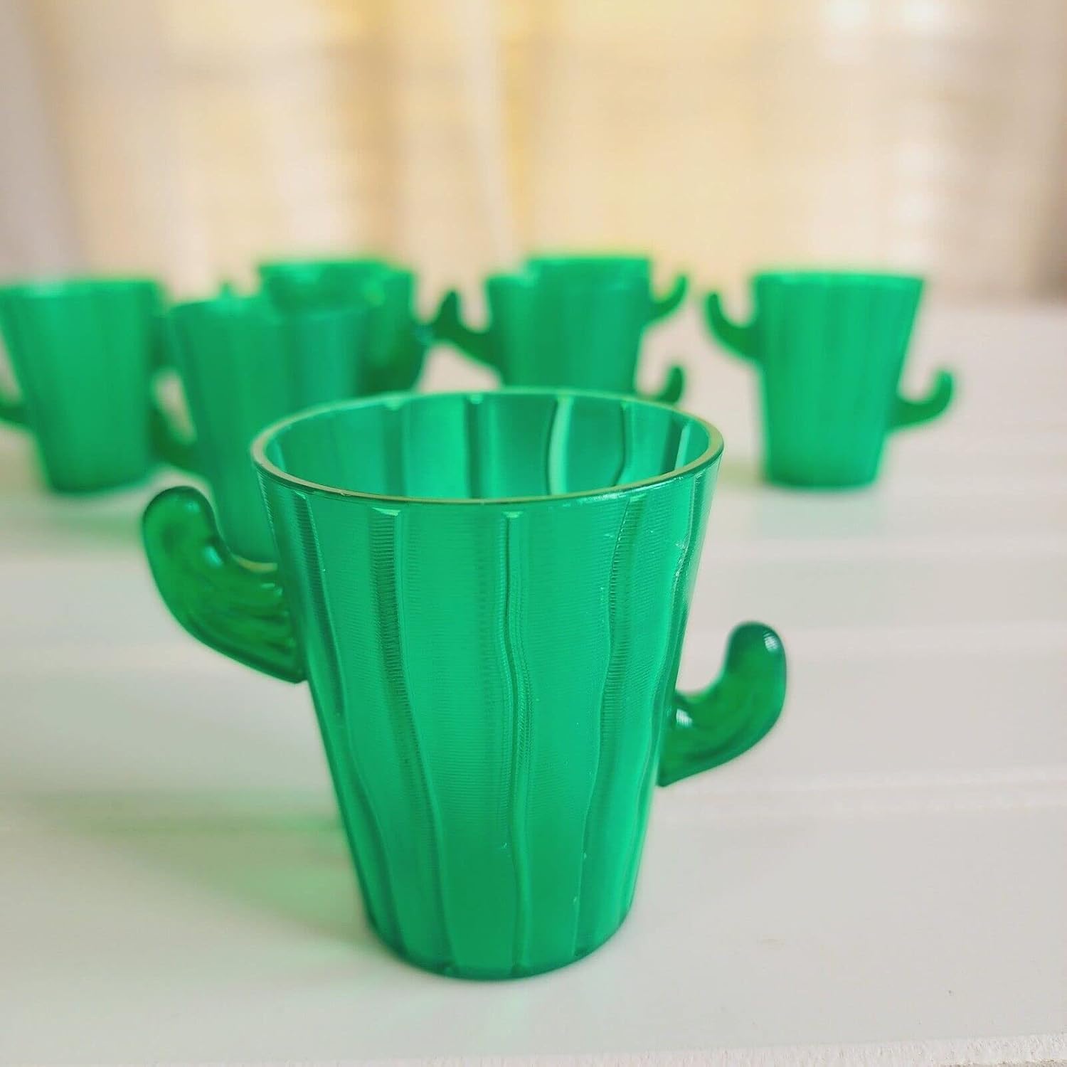 60-PC Green Saguaro Cactus Single Shot Plastic Drinkware Southwestern Party Accessories - Each Holds 2oz