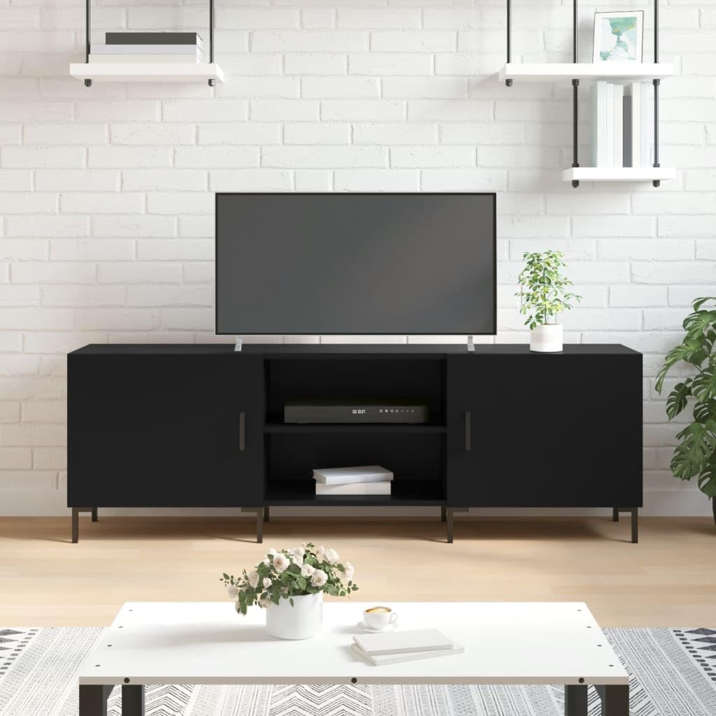Meuble TV VidaXL Noir - Armoire De Télévision En Bois D'Ingénierie (NEUF, Set Complet)