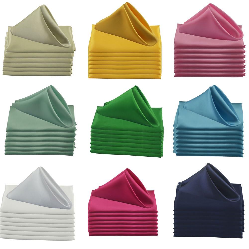 Servilletas de satén para la Mesa, Servilletas de Cena satén éster Multicolor, 30 cm, cuadradas, 24 Piezas, Fiesta(Hot Pink)