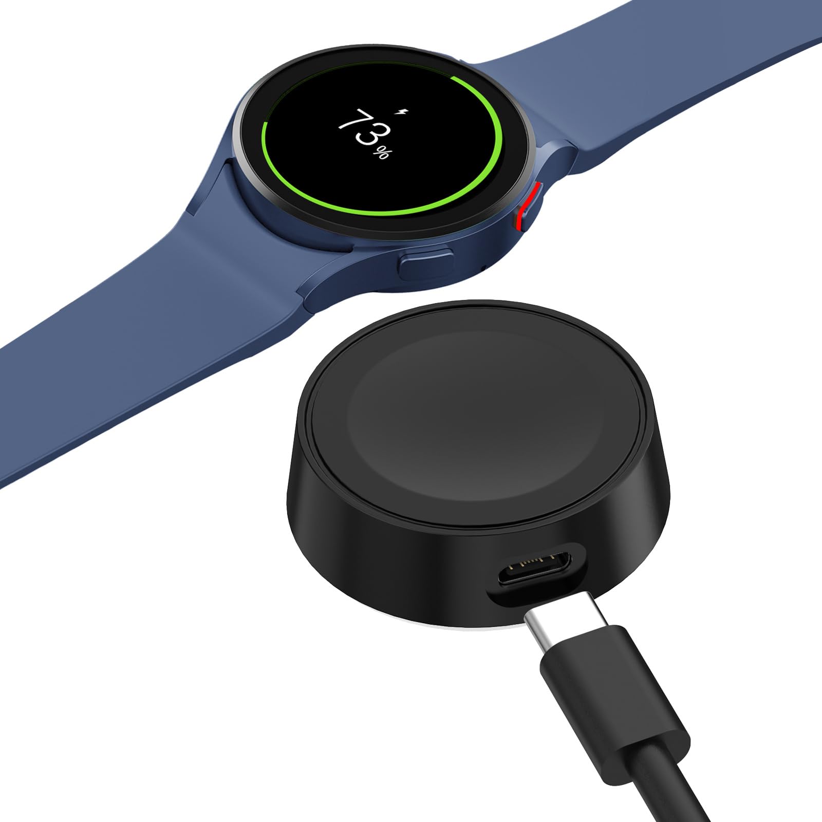 Kabel do ładowania kompatybilny z Samsung Galaxy Watch 8/8 Classic/Watch 7/Ultra/6/6 Classic/5/5 Pro/4/4 Classic/3/Active/Active 2, magnetyczna stacja ładująca, ładowarka z adapterem USB A na
