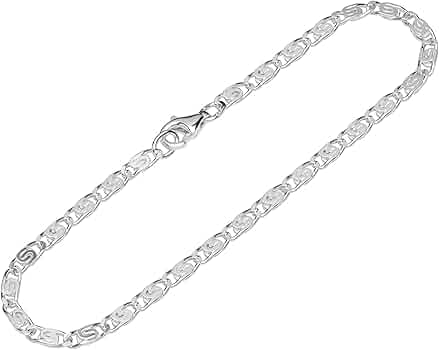 Bracelet en argent sterling avec chaîne à maillons fantaisie 7 1/4 - 925 - En v