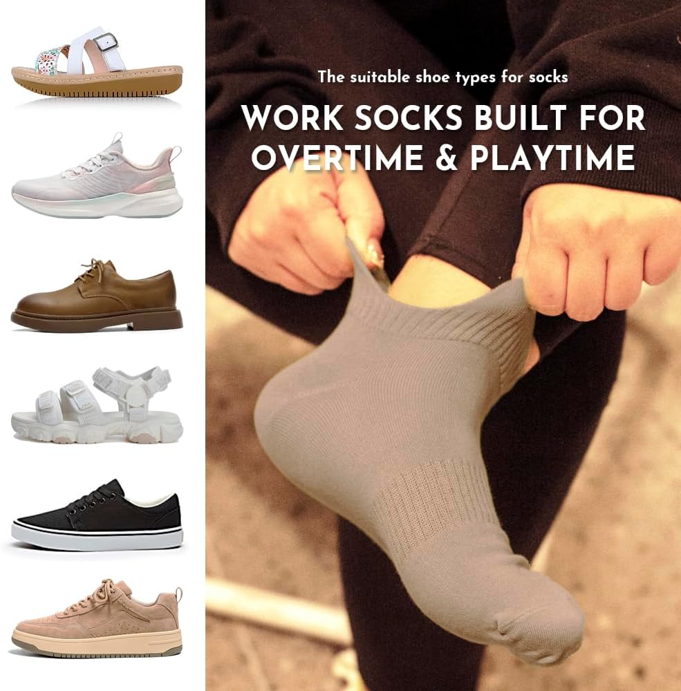 Women‘s Moisture Wicking Athletic Socks, Seamless Low Cut Cotton - Image 6