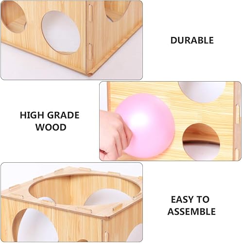 Miniatura 5 de Alipis Caja de cubo de madera para globos, caja plegable, caja de plantilla, herramienta de medición de tamaño de globo para decoración de globos,