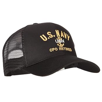 US Navy CPO Retired Military Embroidered Solid Cotton Mesh