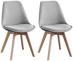 SHIITO | Modelo Otto - Pack de 2 Sillas de Comedor de Estilo Nórdico | Tapizadas con Tela | 41.5 x 43 x 83 - Color Gris | Diseño Sencillo y Elegante | con Patas de Haya