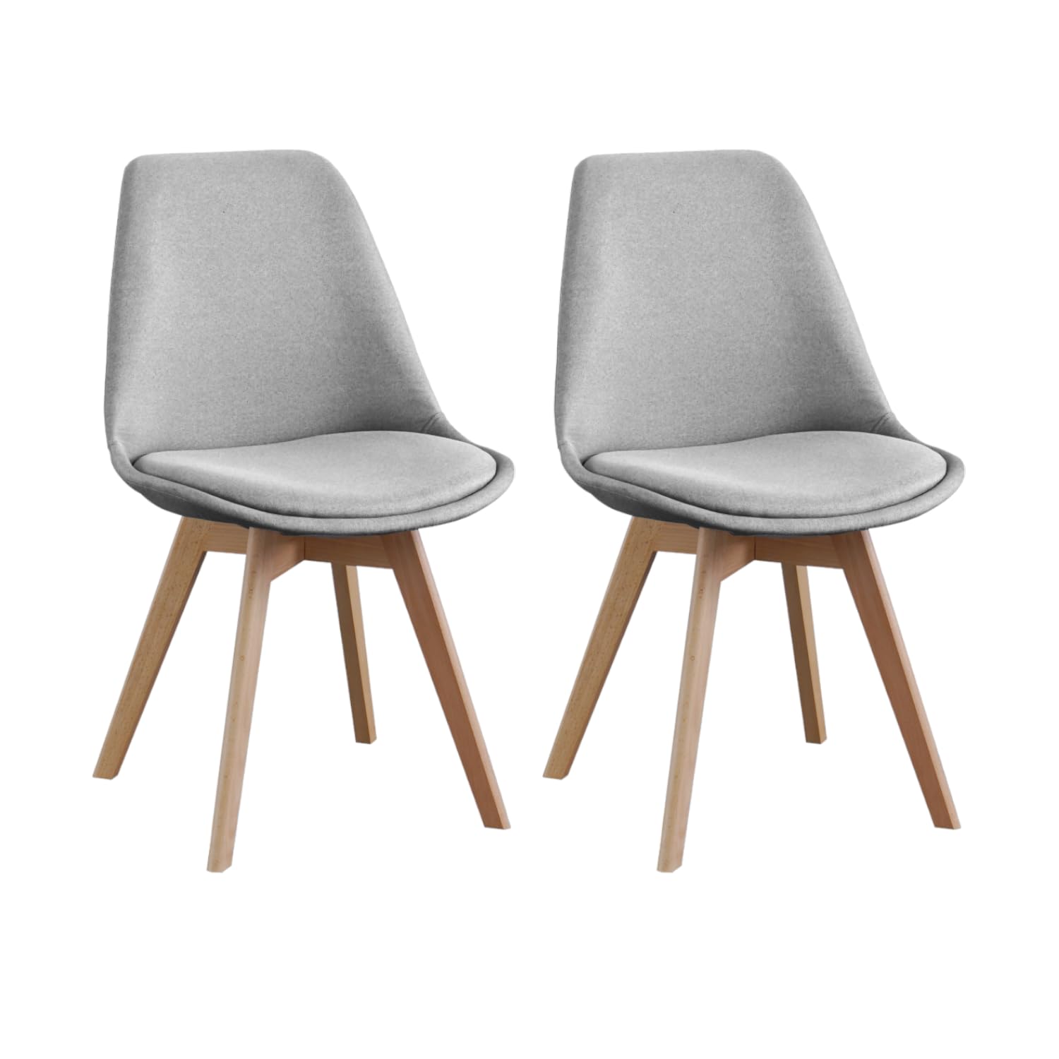 SHIITO | Modelo Otto - Pack de 2 Sillas de Comedor de Estilo Nórdico | Tapizadas con Tela | 41.5 x 43 x 83 - Color Gris | Diseño Sencillo y Elegante | con Patas de Haya