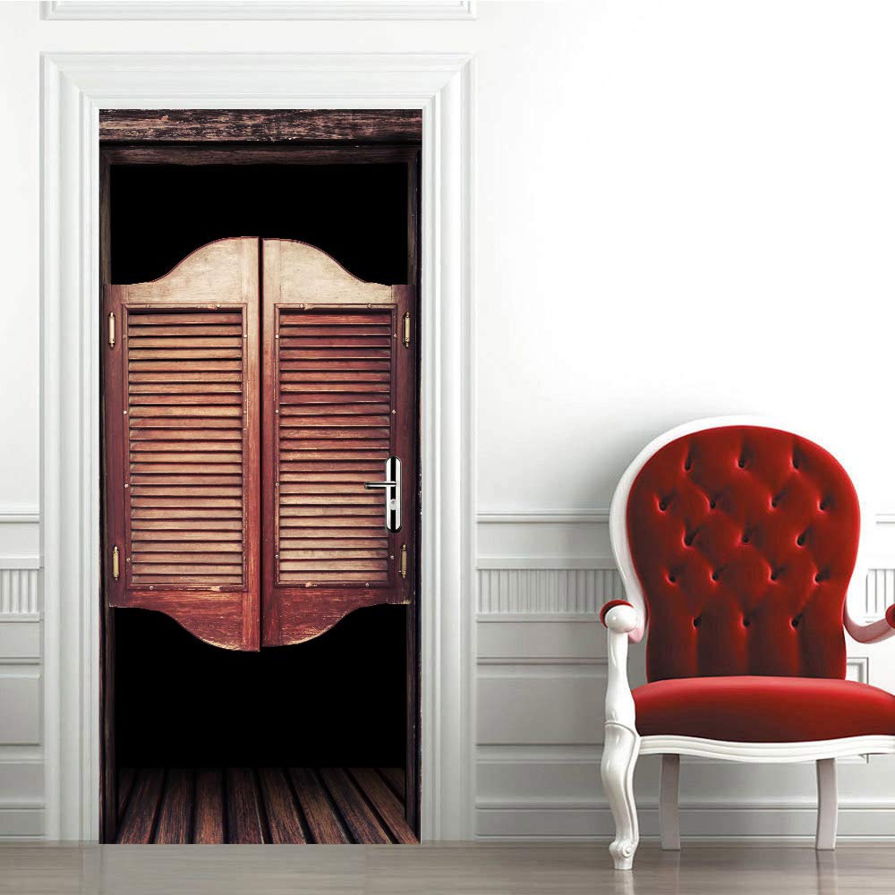 Sticker porte trompe l'oeil étanche PVC lavable poster mural 3D décoration 83x204 cm
