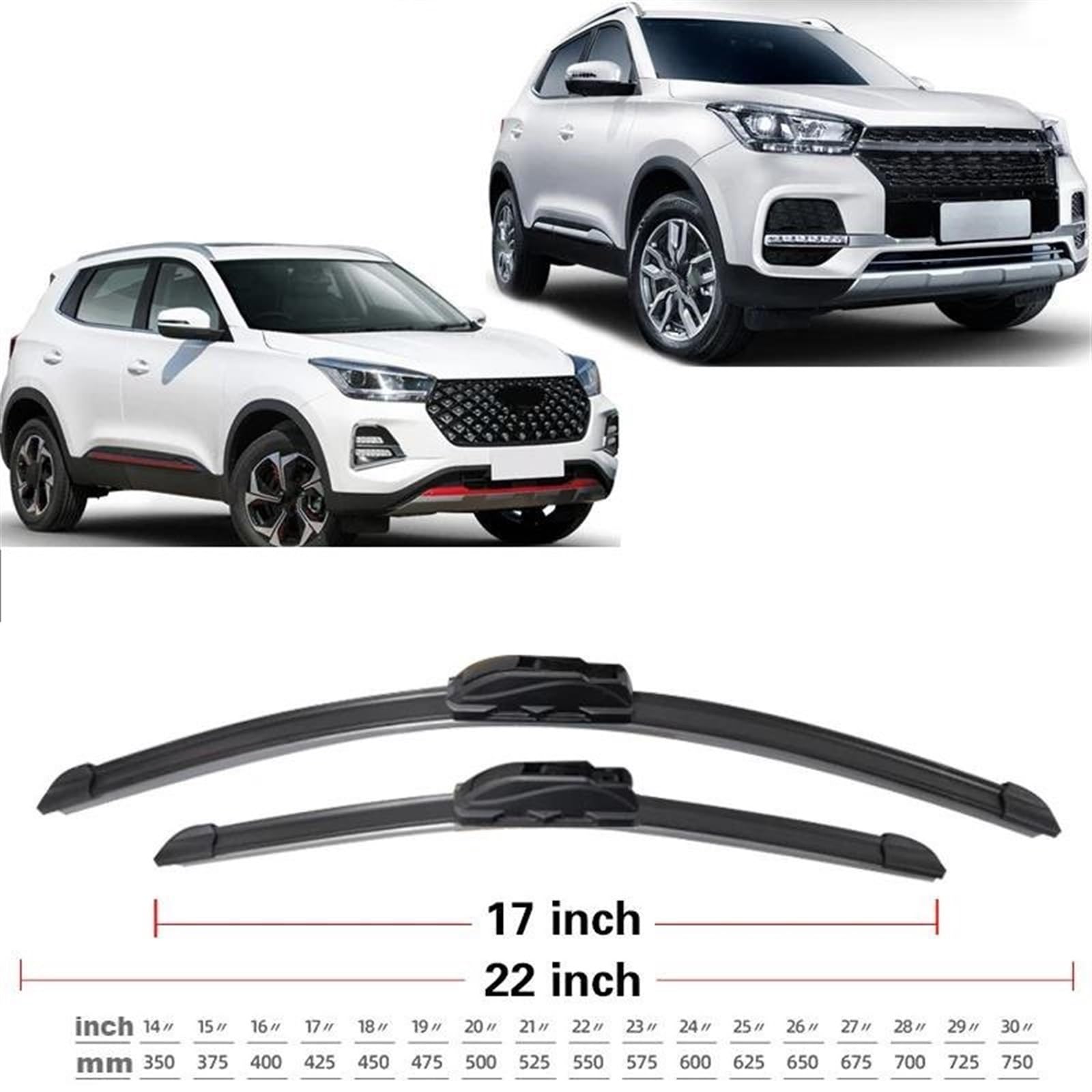 Tergicristalli Per Chery Tiggo 4 E Tiggo 5x Anni 2019-2023, Set Anteriore 22"+17" In Gomma Naturale, Accessori Auto