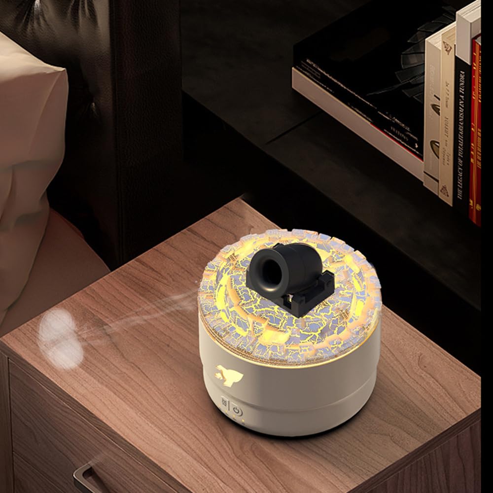 Umidificatore, Diffusore Cannone da Aromi con Nebbia di Vulcano Simulato, Umidificatori Ambiente Cannone Silenzioso con 7 Luci Colorate per Casa Ufficio Viaggio
