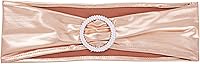 Vista 4 de Paquete de 100 bandas para sillas de oro rosa con hebillas plateadas para recepción de boda, baby shower, fiesta de cumpleaños, se adapta a