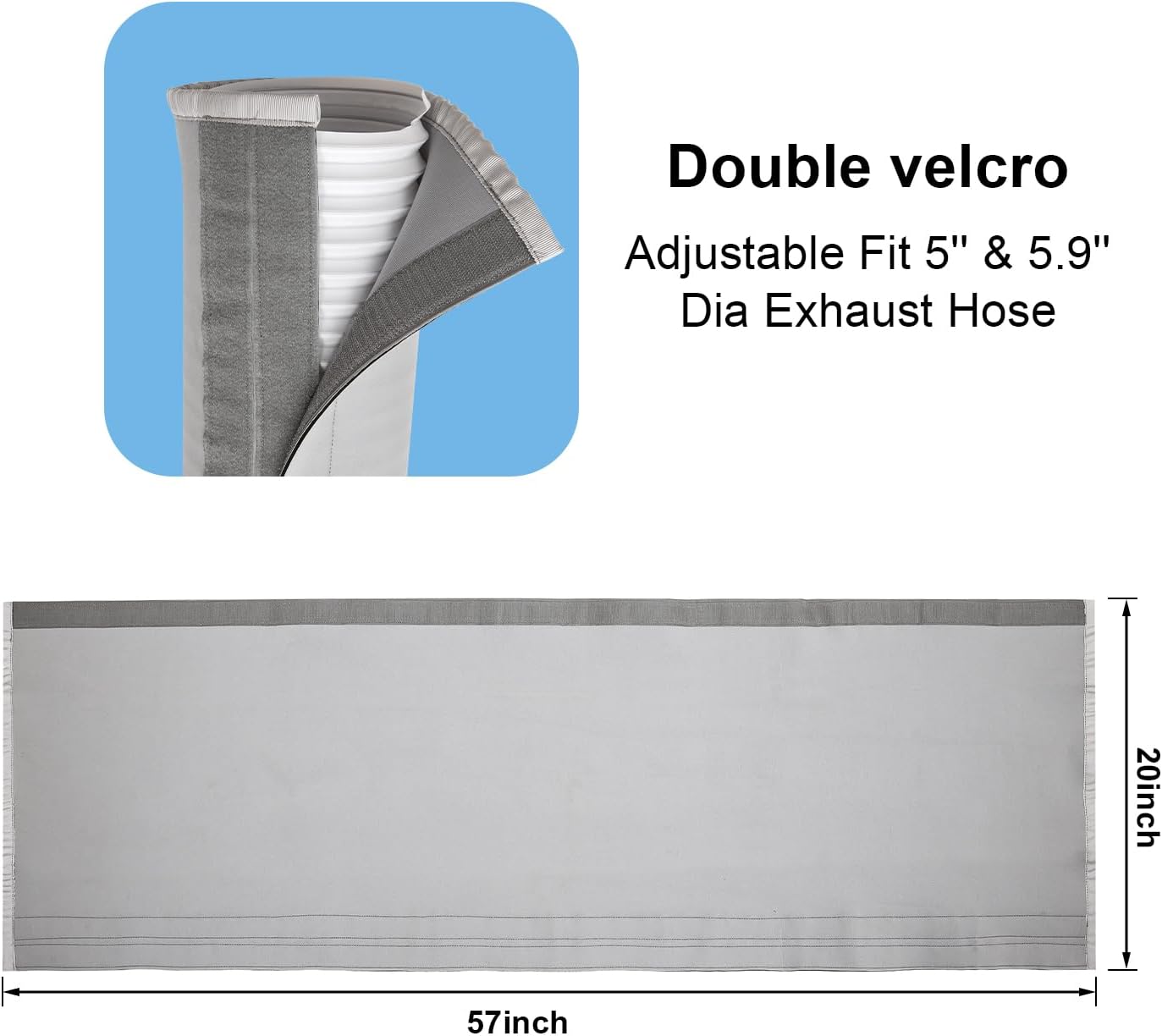 2 Packs Air Conditioner Hose Cover Wrap,Portable AC Hose Insulation Sleeve with Adjustable Buckle Straps,AC Hose Duct Vent Cover Sleeve Insulated Cover for 5" & 5.9" Diameter Exhaust Hoses Tube