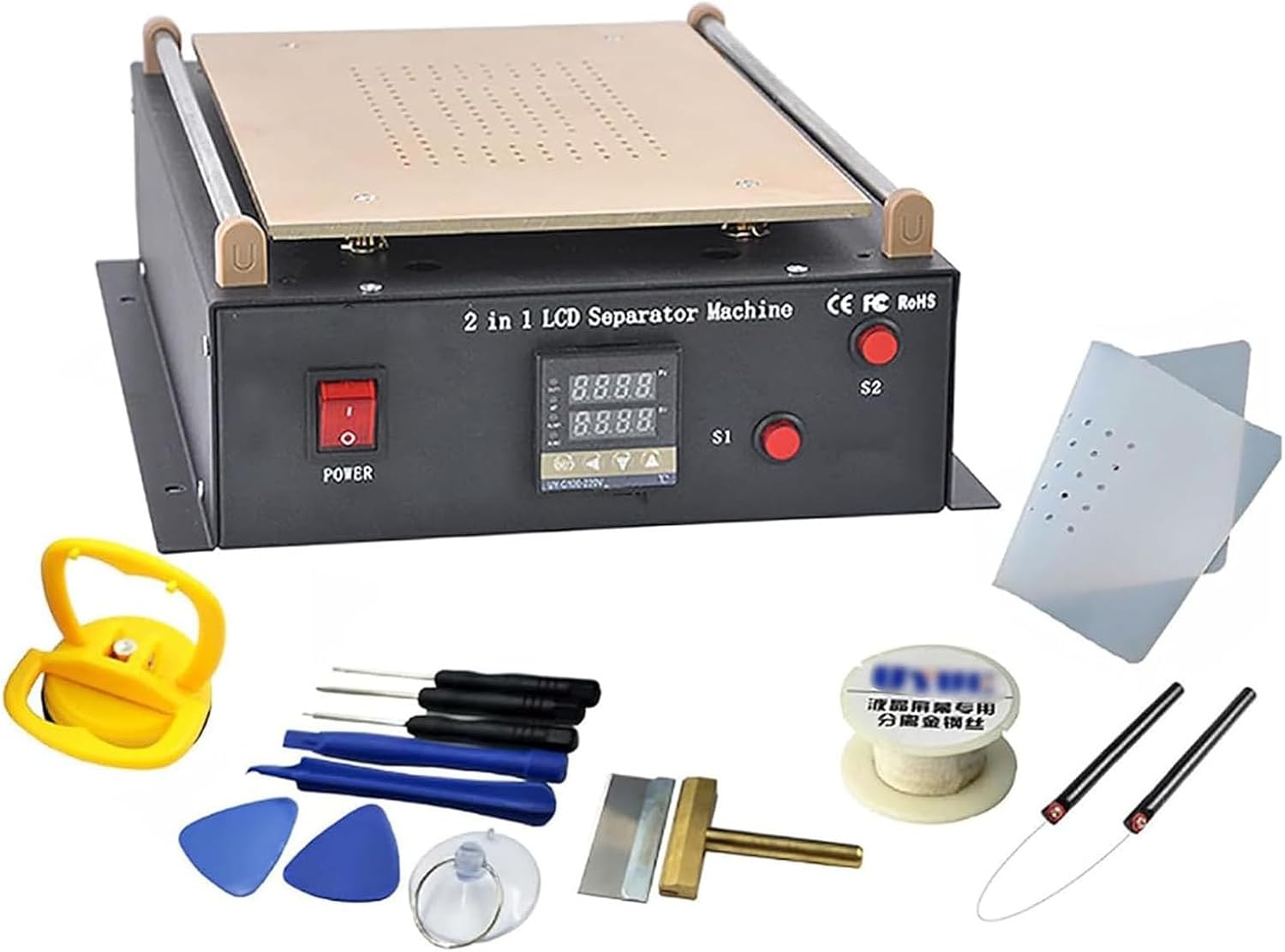 600W LCD Screen Repair Separator, Vacuum Separator Machine, Touch Screen Removal Tool, Temperature Range 50℃~180℃, for Repairing Mobile Phones Below 14 Inches