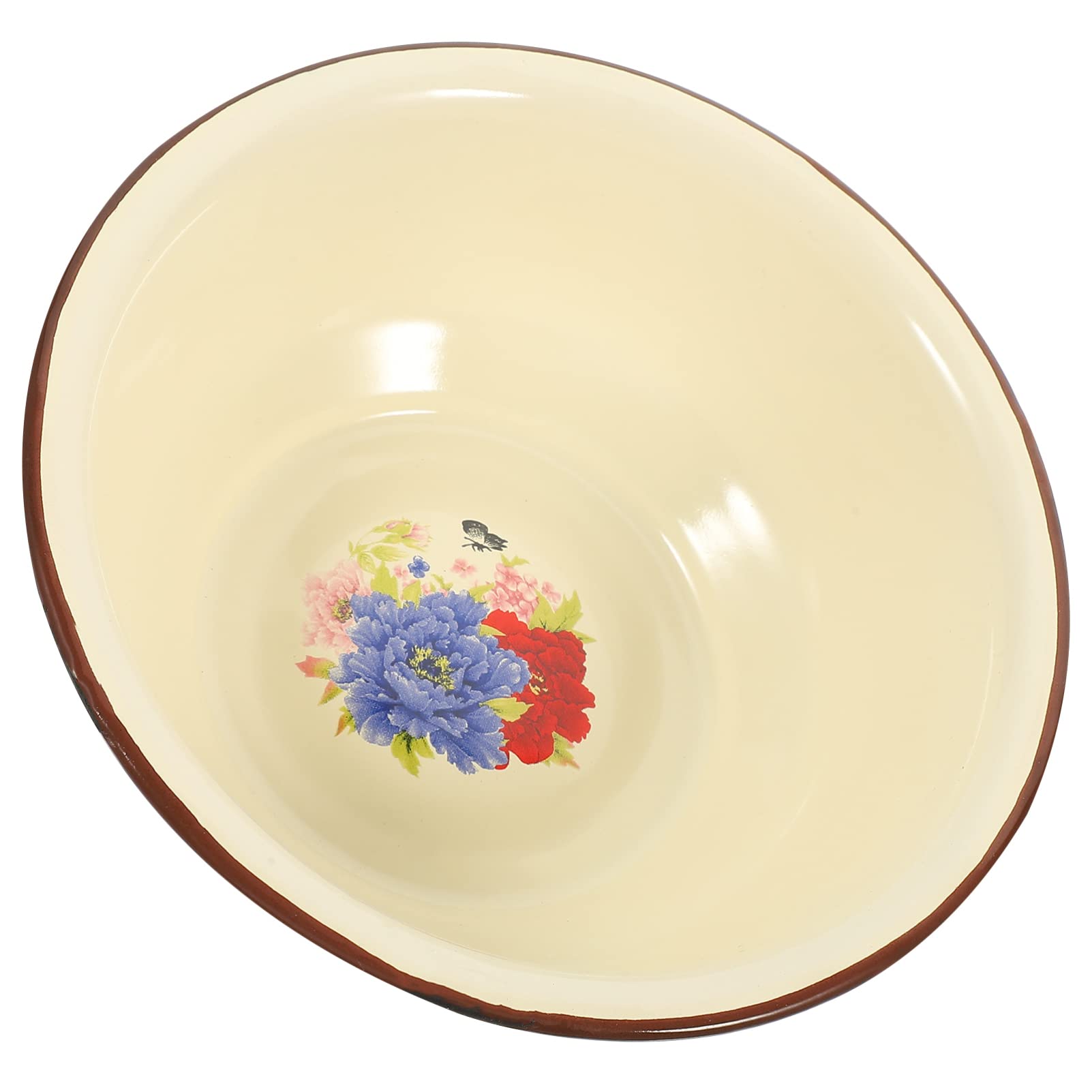 Misa emaliowana Misa ceramiczna w kolorze emalii Kwiatowy wzór taca do serwowania żywności emaliowany organizer do sałatek okrągłe przekąski zbożowe miska na zupę owocową naczynia emaliowane do kuchni