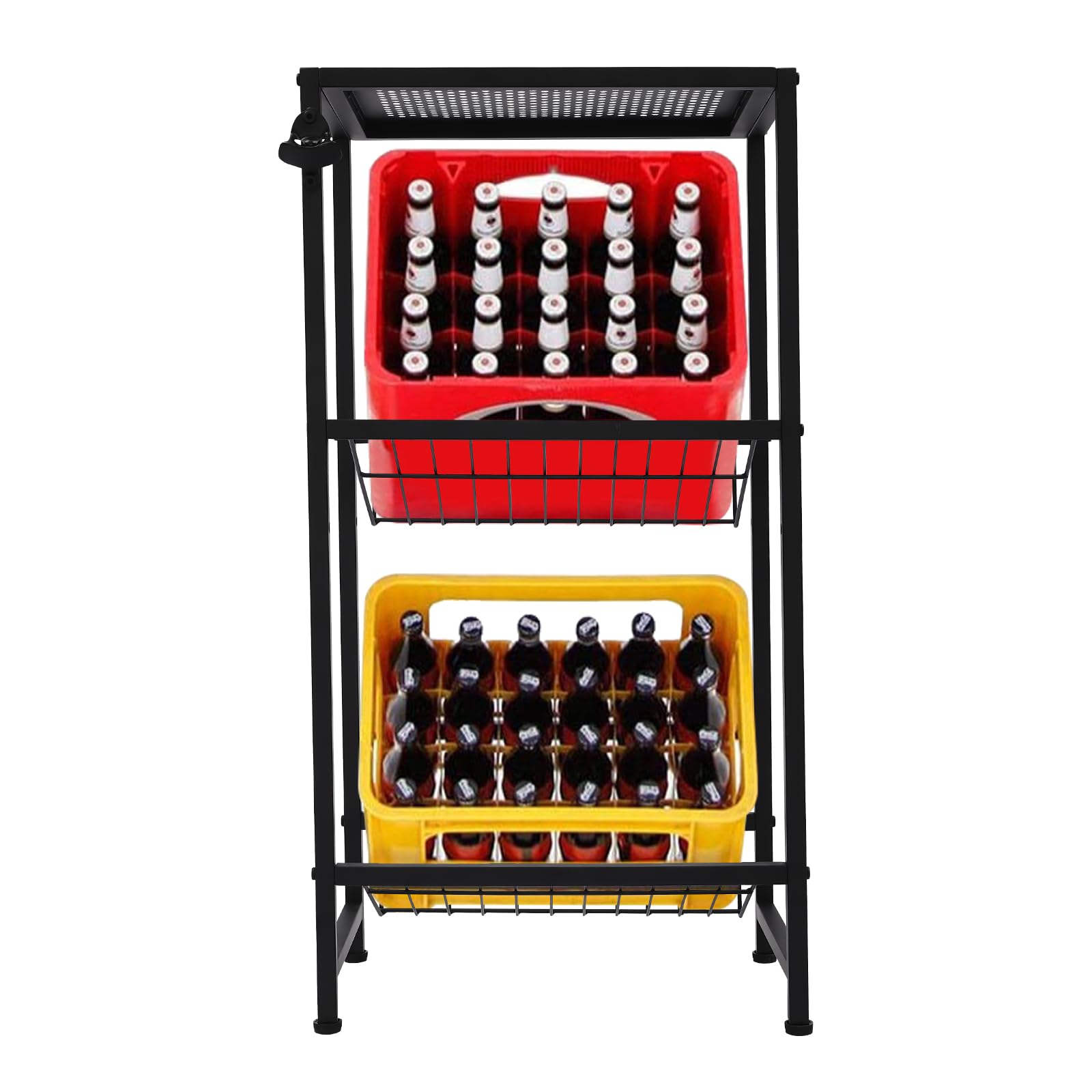 Getränkekistenregal, Dreistöckiges Getränkekistenregal,Lagerung von Lebensmitteln,Bierregal unabhängiges Getränkeregal Küchenregal,Geeignet für Speisekammer, Weinkeller (19,68*12,99*38,58-Zoll)