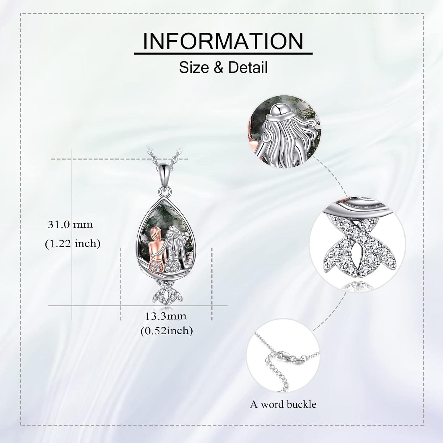 Mermaid Necklaces 925 Sterling Silver with Crystal Mermaid Sister Jewelry Gifts for Women - Image 4