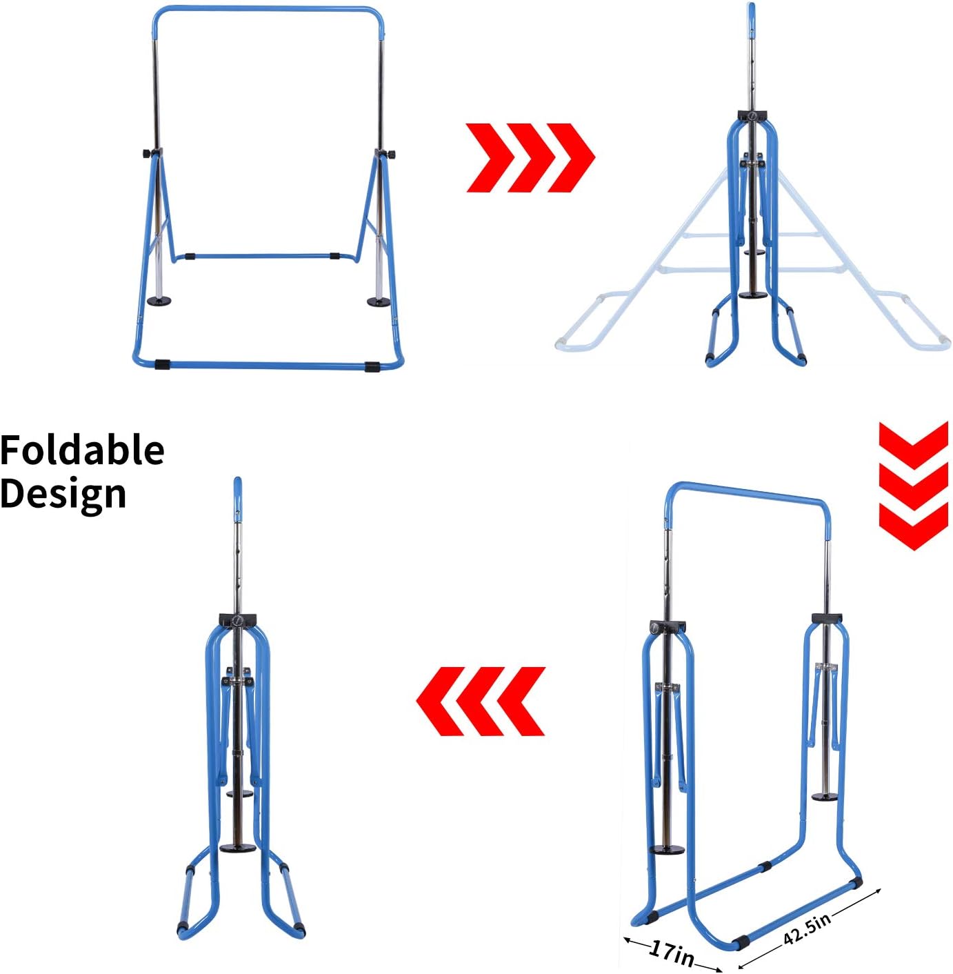 Tepemccu Expandable Gymnastics Bars,Adjustable Height Gymnastic Horizontal Bars,Junior Training Bar Children Folding Training Monkey Bars for Kids : Sports & Outdoors