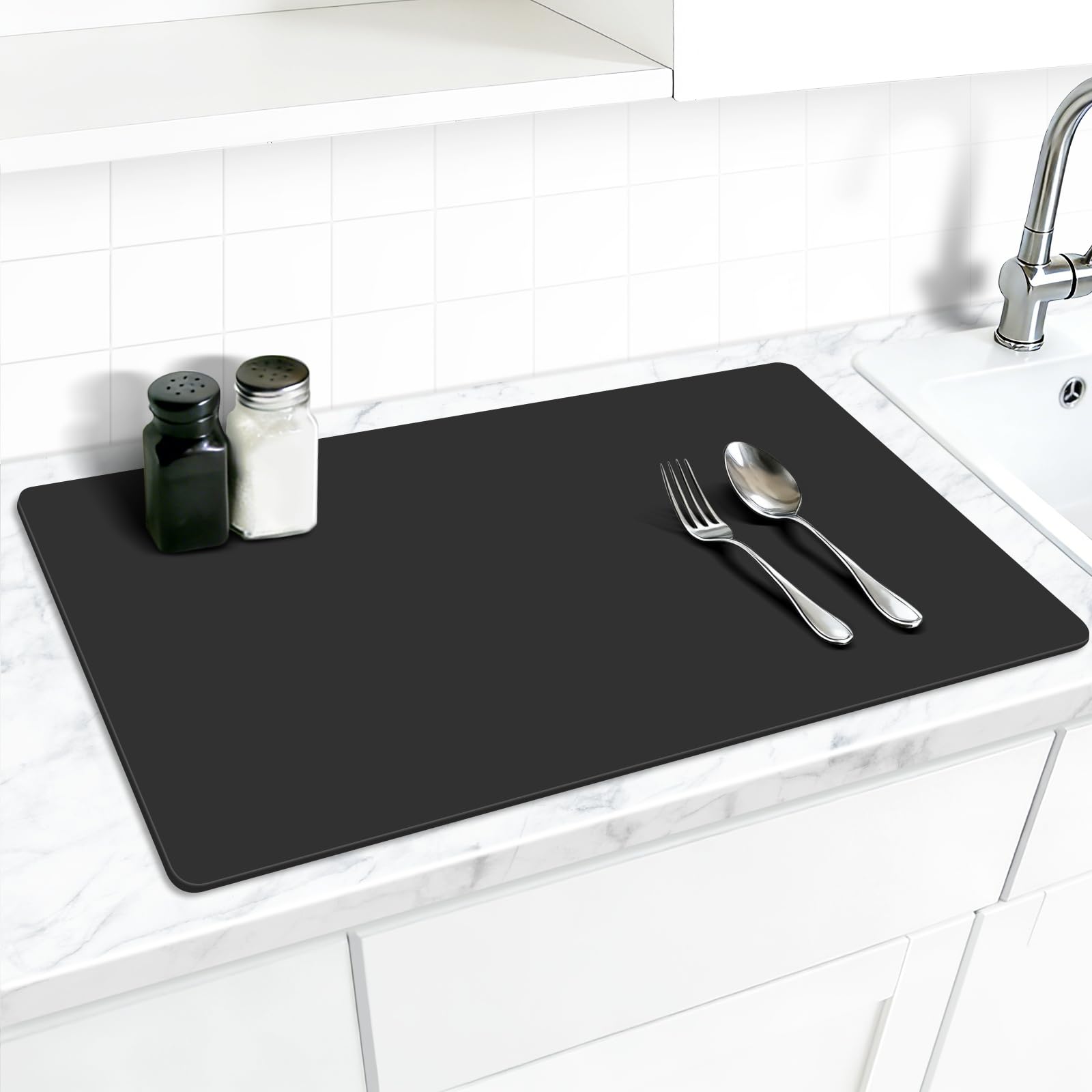 AECHY Silicone Mats for Worktops 70x42x0.2cm, Heat Resistant Mat Waterproof Kitchen Worktop Protector, Extra Large Silicone Mat, Nonstick Craft Mat Kitchen Table Placemats for Countertop, Black