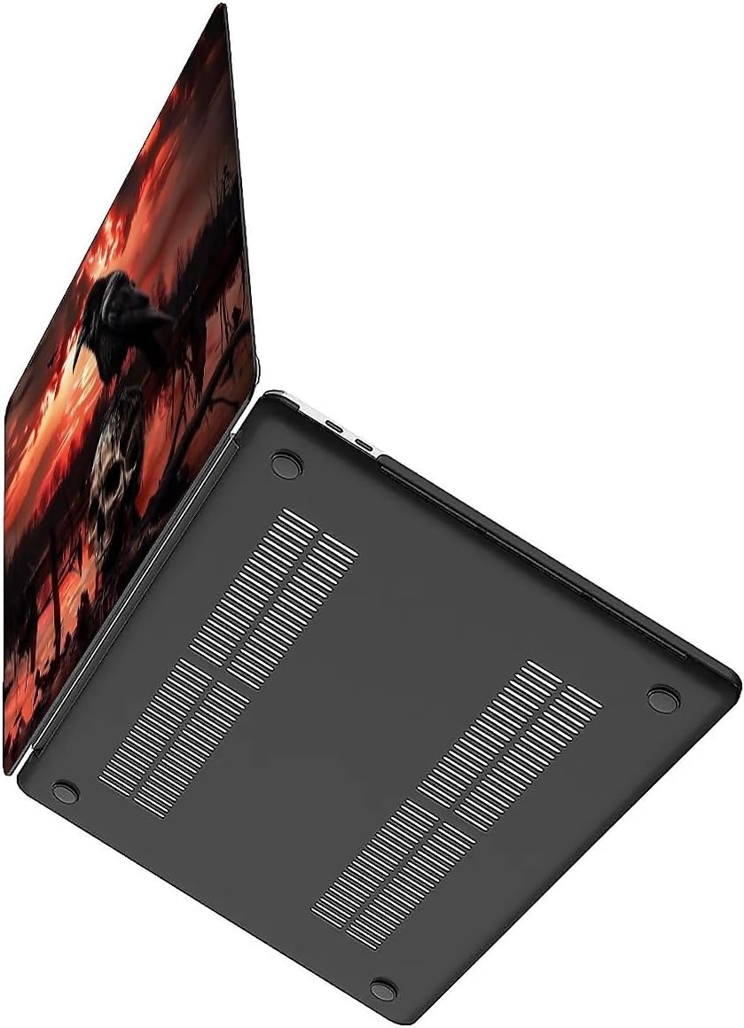 Computer Case for MacBook Air 15 Inch Raven Skull Twilight Colorful Pattern Black Release 2023 Model A2941 Hard Shell Case Compatible with MacBook Air 15 Inch