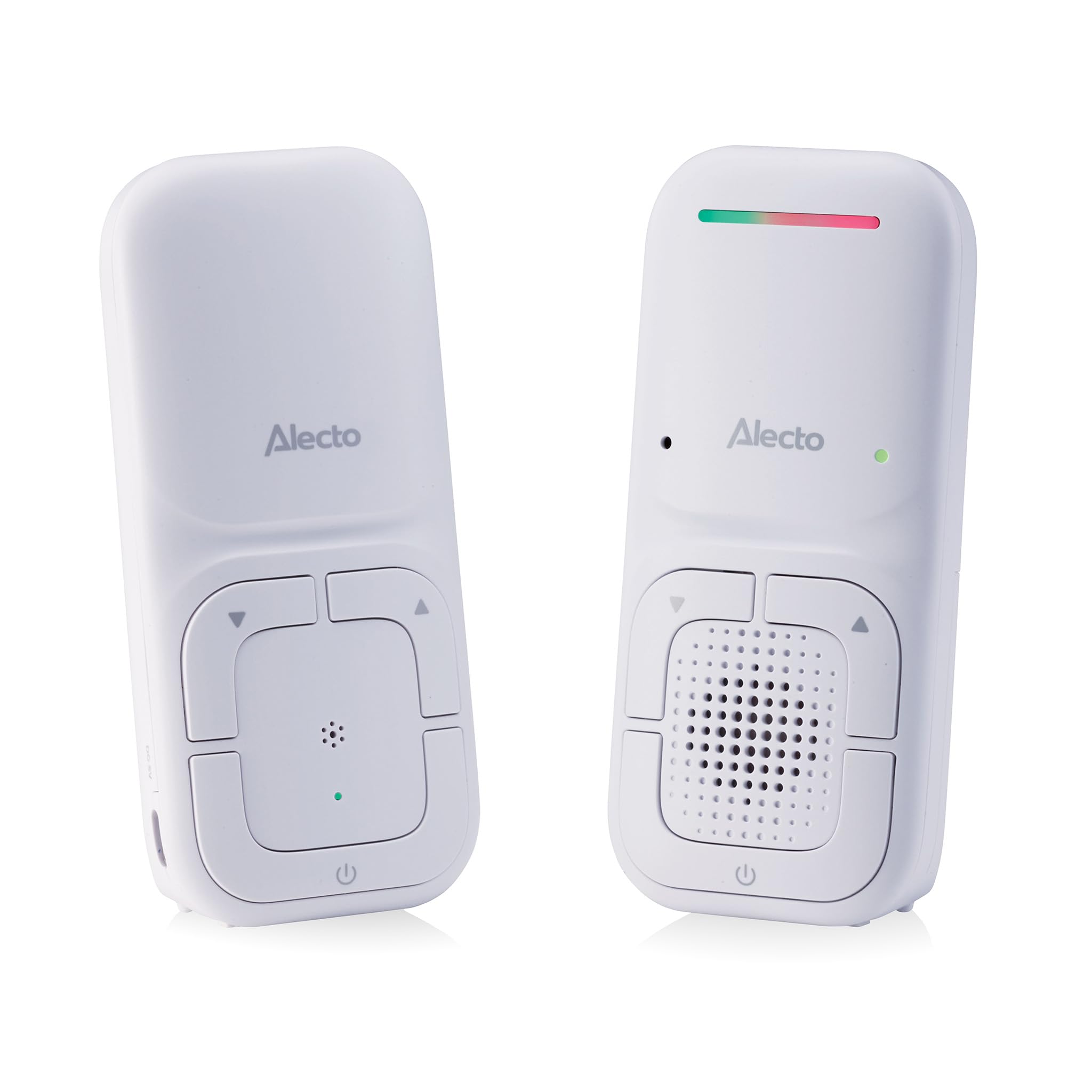 Alecto DBX130 DECT niania audio - tryb Full Eco, funkcja VOX, 100% bezproblemowe połączenie, zasięg 300 m, wskaźnik koloru LED, funkcja interkomu, nowoczesne wzornictwo, długi czas pracy baterii