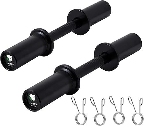 Par de mancuernas olímpicas de 16 pulgadas, barras de mancuernas ajustables sólidas con collares de resorte, puede cargar 2 pulgadas (150 libras350