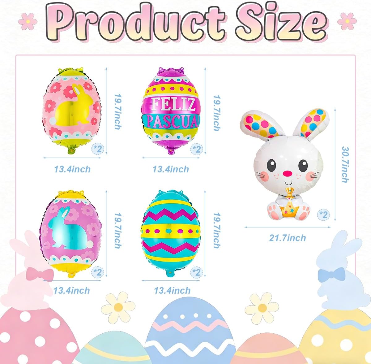 Easter Egg Balloons Easter Balloons Easter Bunny Balloons for Party Decorations Supplies and Holiday Celebration - Image 2