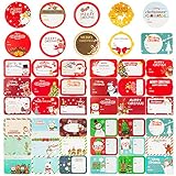 HongyiTime 144 Count Tags Sticker,Christmas Present Labels,48 Jumbo Designs Christmas Stickers Name...