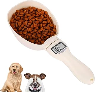 1PCS Pet Food Measuring Cup Grams, Pet Food Scale Cup with LED Display for Dog Cat, Kitchen Digital Food Measuring Spoon, Portable Feeding Bowls for Measuring Pets Food(white)