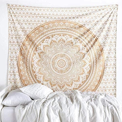 Bless International Indian Traditional Mandala Hippie Wall Hanging, Cotton Tapestry Ombre Bohemian Bedspread (Queen (84x90 Inches)(215x230 Cm), Classic Green)