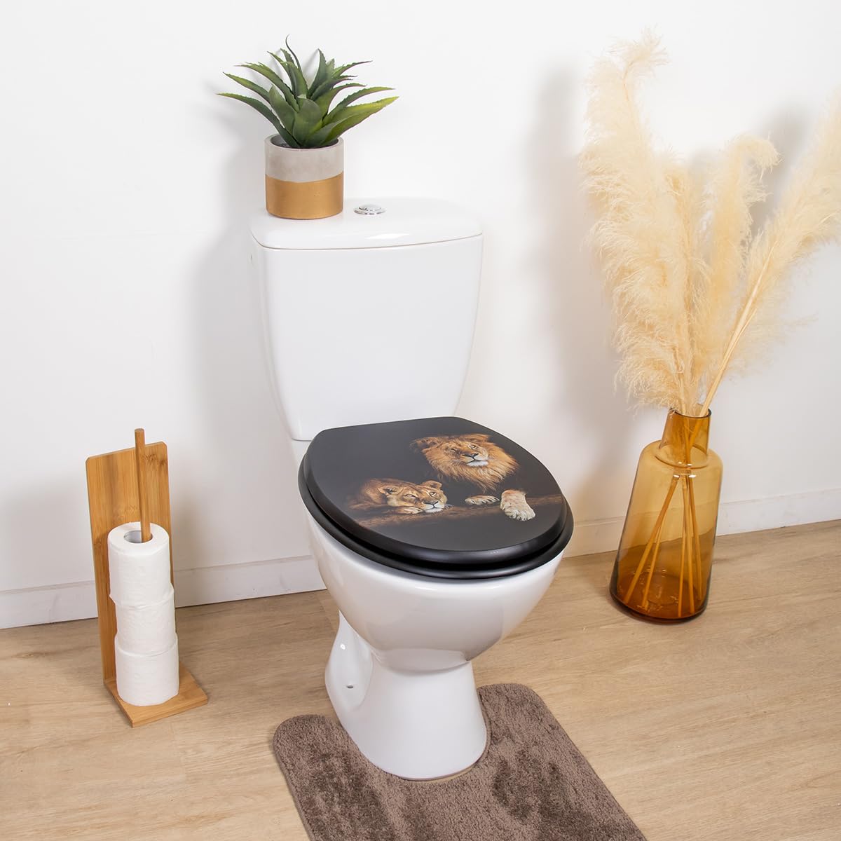 Abattant WC MDF 18 Pouces - Attaches Plastiques - Couleur Taupe