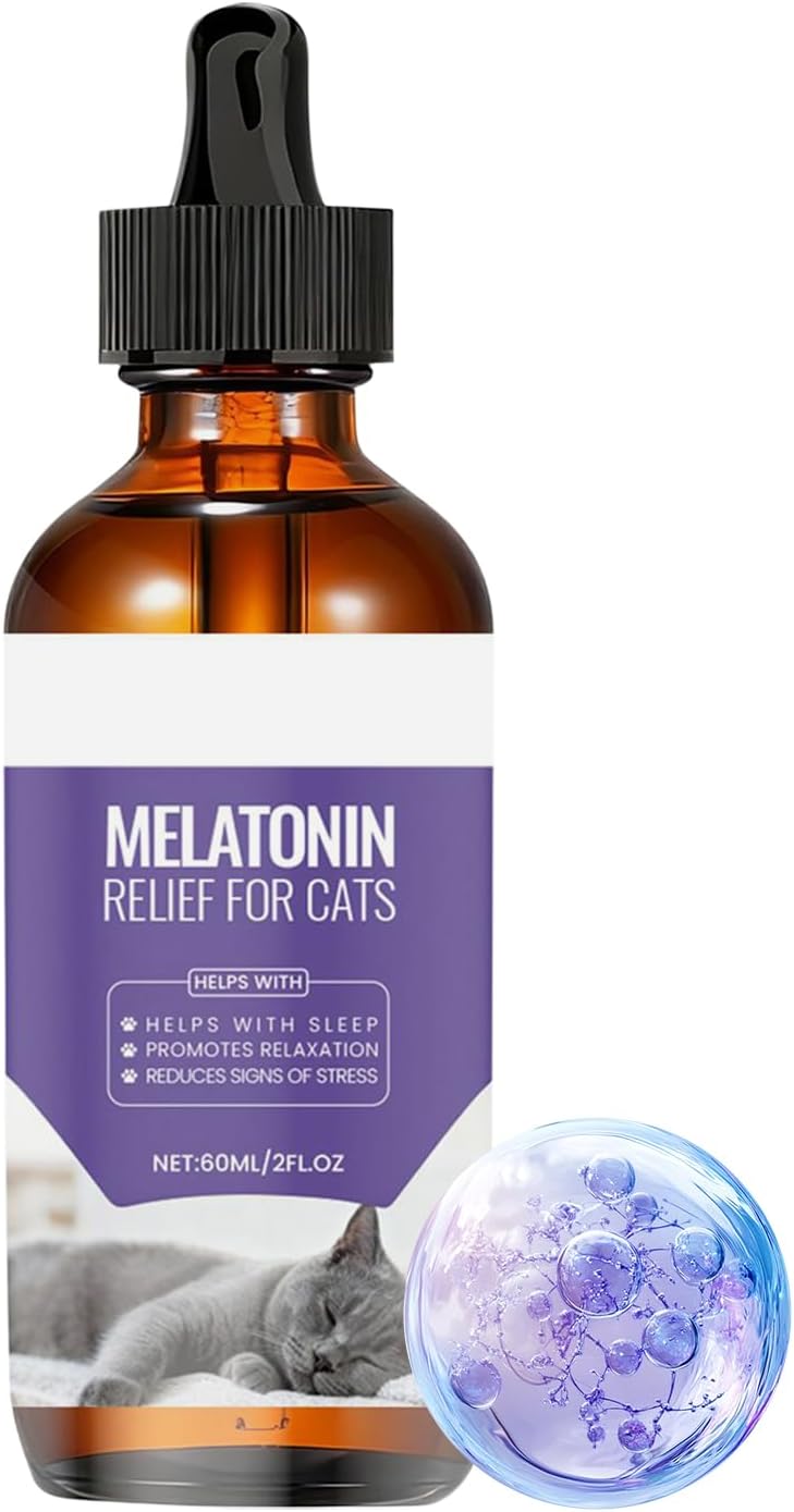 Sleep Aid for Cats – 60ML Stress Relief Solution,Cat Sleep Supplement – for Health Tension Small Medium Large Breed Travel Home Night Time